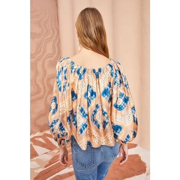 Ulla Johnson Nadya Silk On/Off Shoulder Blouse in Fossil peach blue size 2 XS/S - Picture 4 of 13